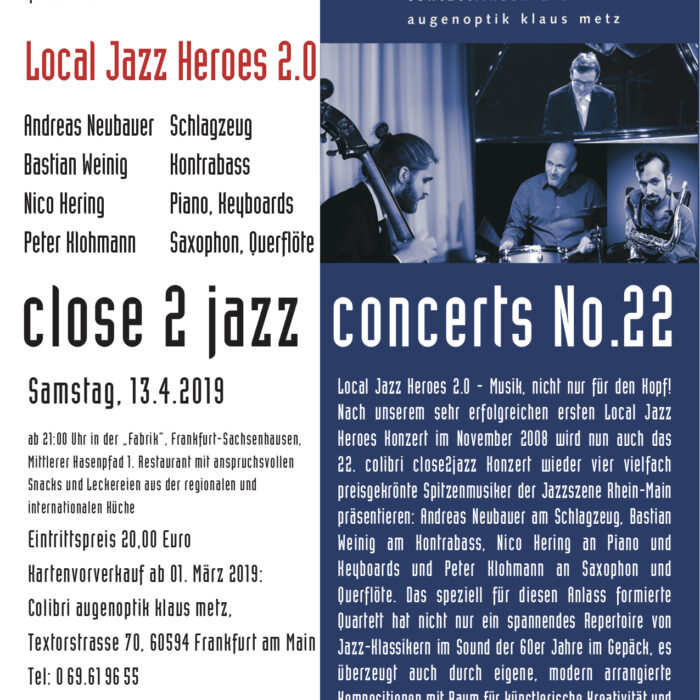 close 2 jazz am 29.01.19 Jazz mit Colibri Augenoptik in Frankfurt am Main
